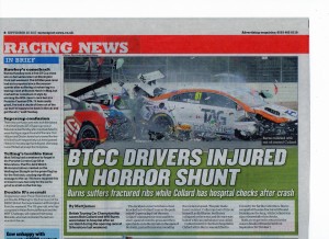 Motorsport News BTCC 20-09-2017 Silverstone Collard Burns Crash